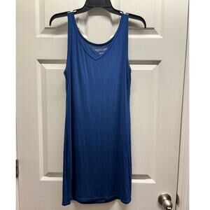 Soft Surroundings Size Petite Small Blue V-Neck Super Soft Sleeveless Tank Dress